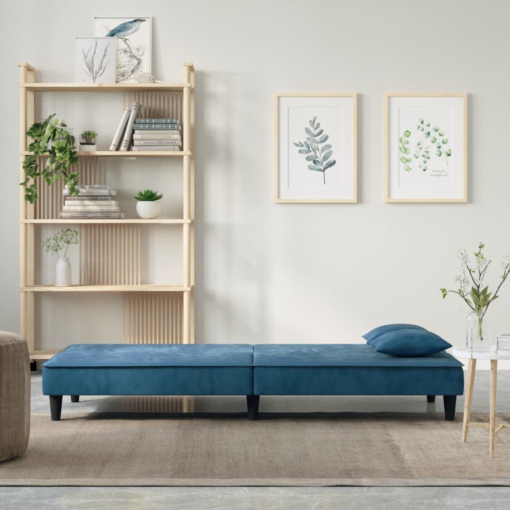 Slaapbank fluweel blauw