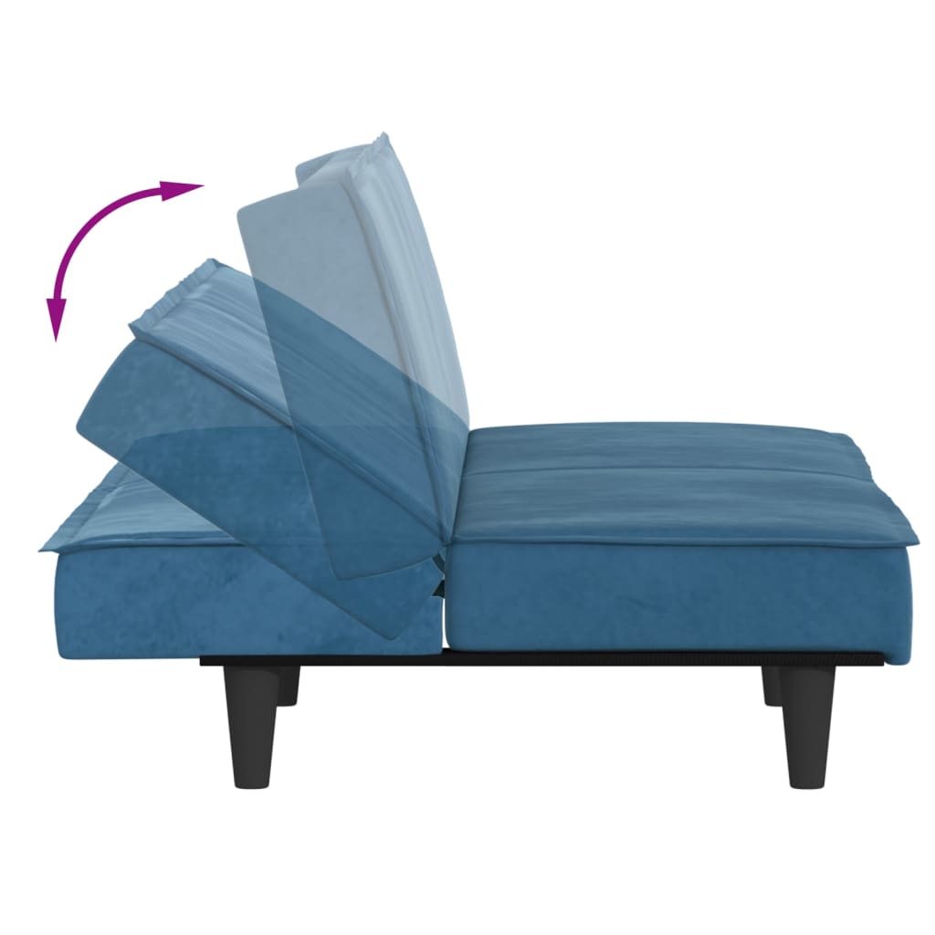 Slaapbank fluweel blauw