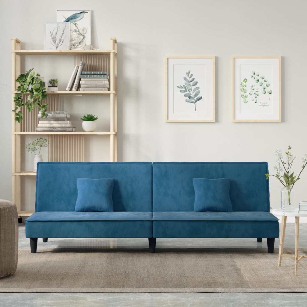 Slaapbank fluweel blauw