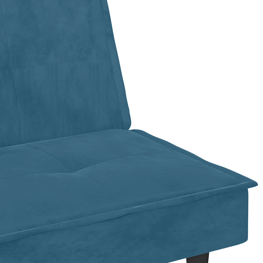 Slaapbank met bekerhouders fluweel blauw
