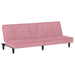 Slaapbank met bekerhouders fluweel roze