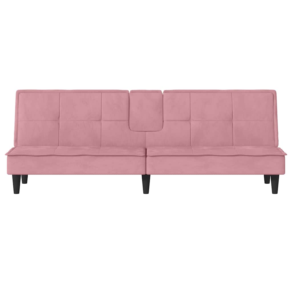Slaapbank met bekerhouders fluweel roze
