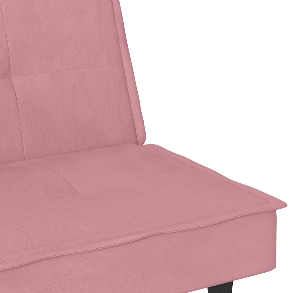 Slaapbank met bekerhouders fluweel roze