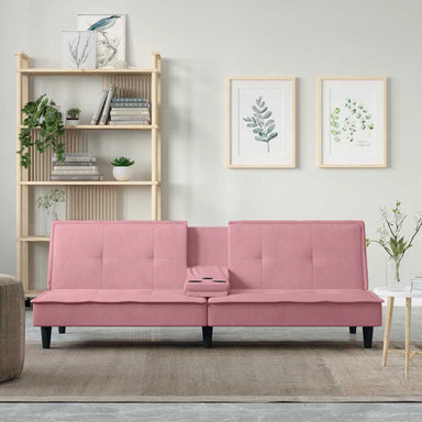 Slaapbank met bekerhouders fluweel roze