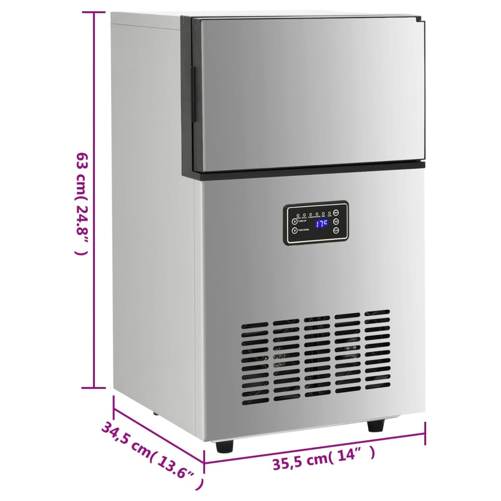 IJsblokjesmachine 45 kg / 24 u zilverkleurig