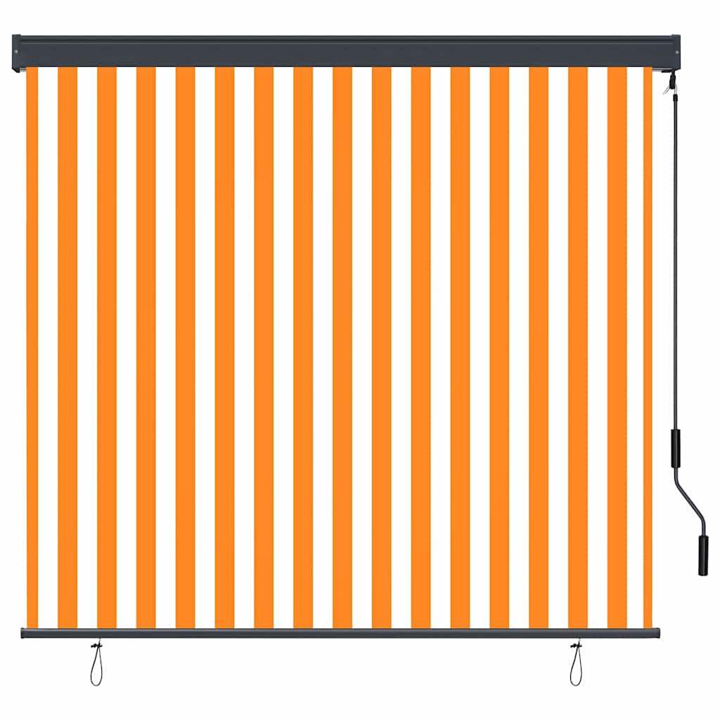 Rolgordijn Wit en Oranje 180 x 250 cm Stof en Aluminium