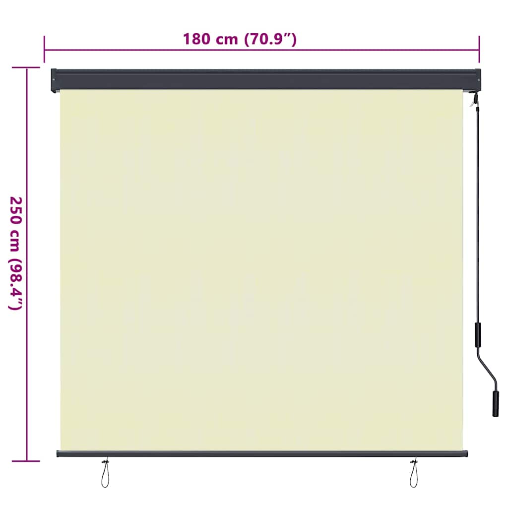 Rolgordijn Crèmekleurig 180 x 250 cm Stof en Aluminium