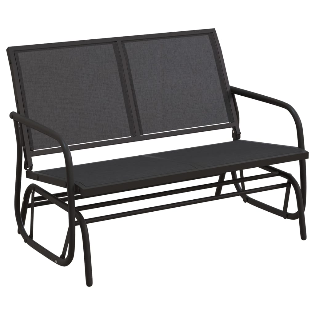 Schuifbank tuin 120,5x76x86,5 cm textielfolie en staal zwart