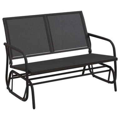 Schuifbank tuin 120,5x76x86,5 cm textielfolie en staal zwart