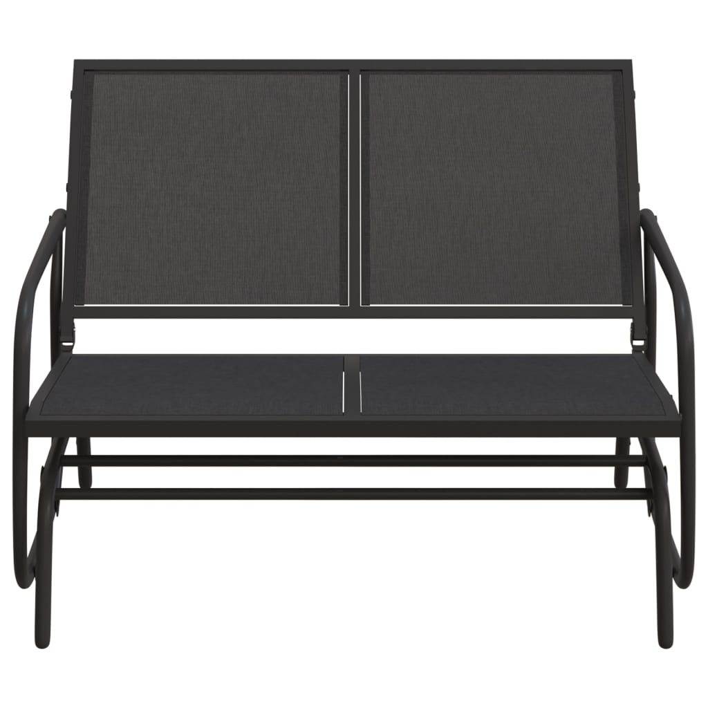 Schuifbank tuin 120,5x76x86,5 cm textielfolie en staal zwart