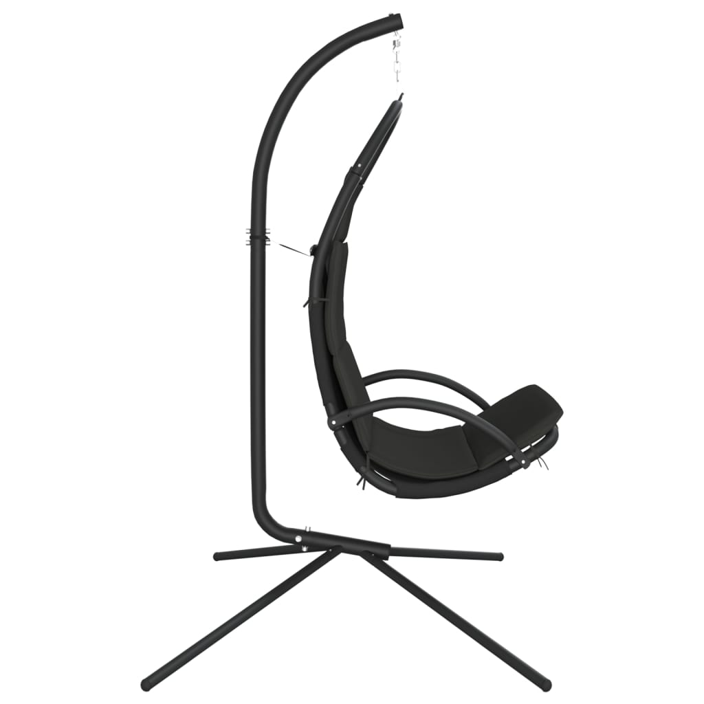 Schommelstoel met kussen Oxford-stof en staal donkergrijs