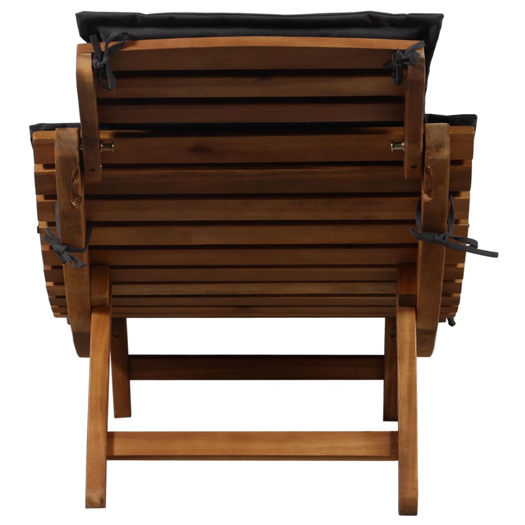 Ligstoelen met kussens 2 st massief acaciahout donkergrijs
