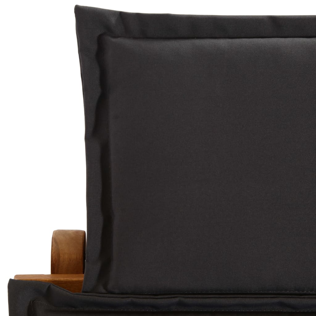 Ligstoelen met kussens 2 st massief acaciahout donkergrijs