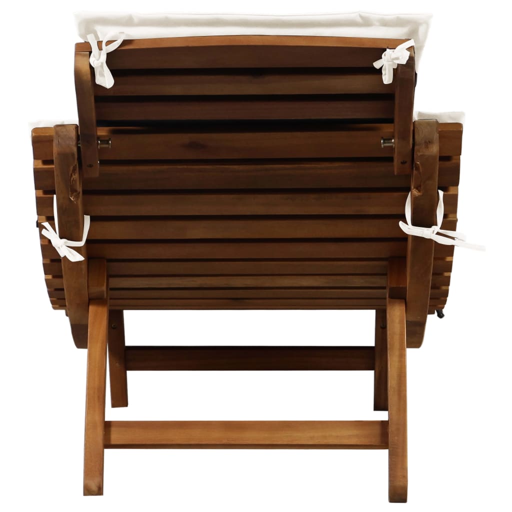Ligstoelen met kussens 2 st massief acaciahout crèmewit