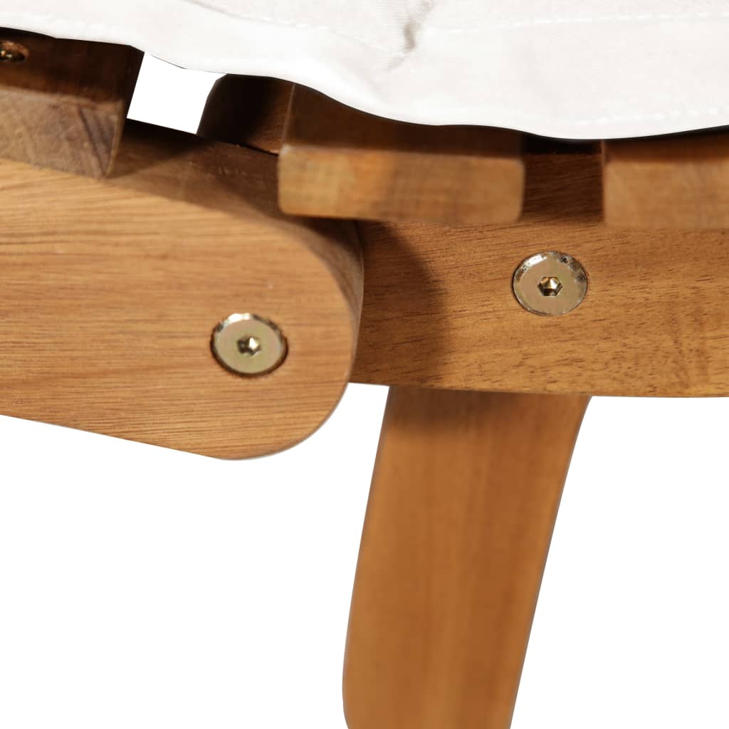 Ligstoelen met kussens 2 st massief acaciahout crèmewit