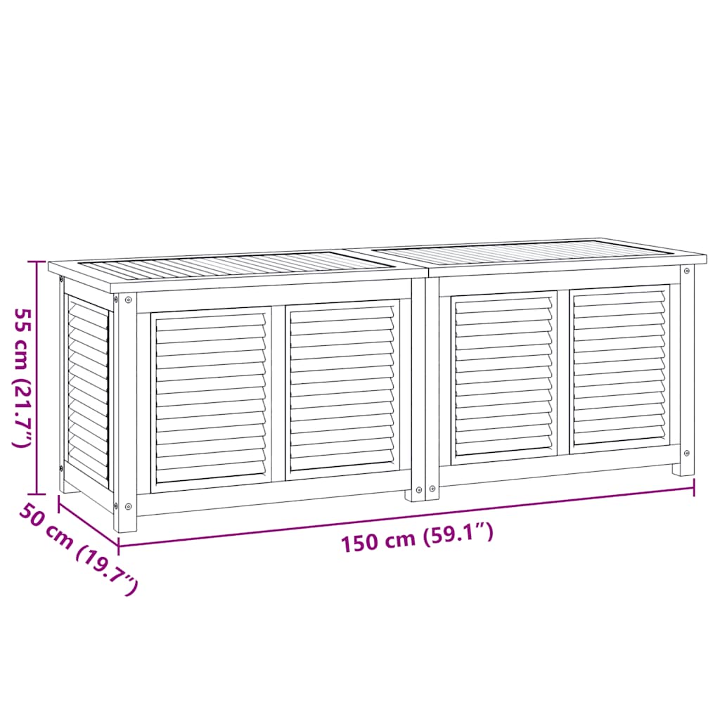 Tuinbox met zak 150x50x55 cm massief teakhout