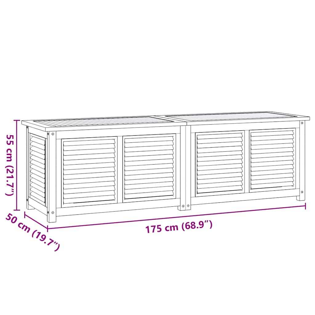 Tuinbox met zak 175x50x55 cm massief teakhout