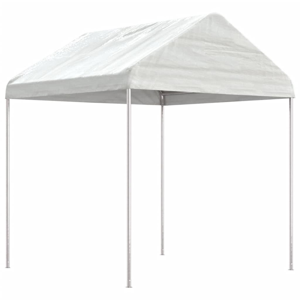 Prieel met dak 4,46x2,28x2,69 m polyetheen wit