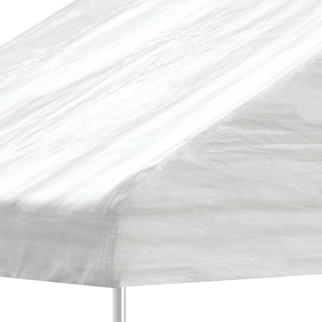 Prieel met dak 4,46x2,28x2,69 m polyetheen wit