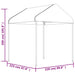 Prieel met dak 4,46x2,28x2,69 m polyetheen wit