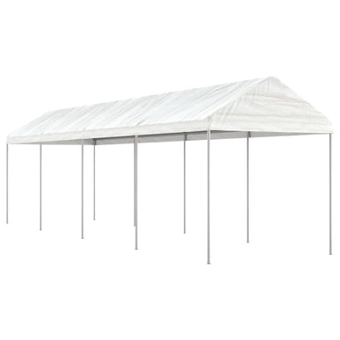 Prieel met dak 8,92x2,28x2,69 m polyetheen wit