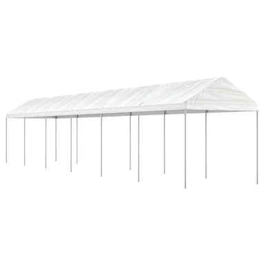 Prieel met dak 13,38x2,28x2,69 m polyetheen wit
