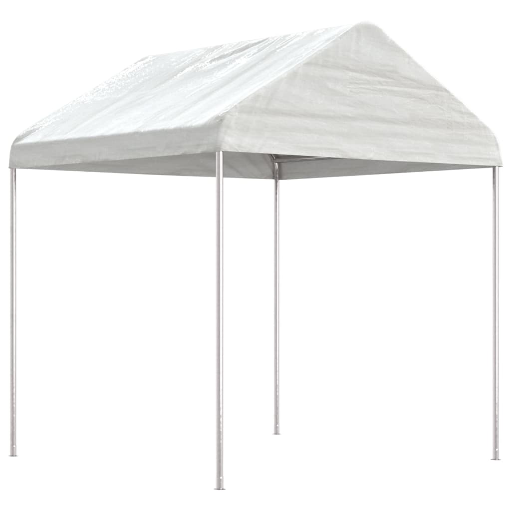 Prieel met dak 13,38x2,28x2,69 m polyetheen wit