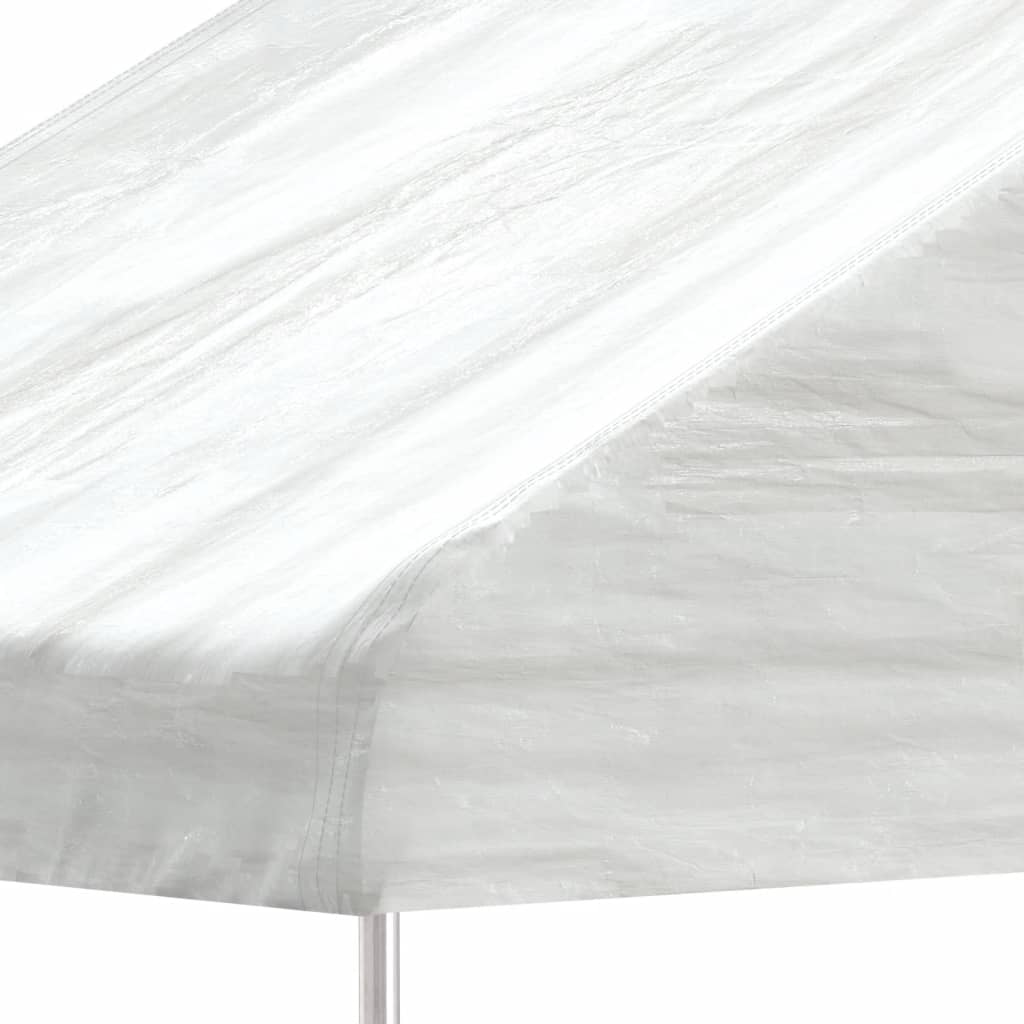 Prieel met dak 13,38x2,28x2,69 m polyetheen wit