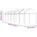 Prieel met dak 13,38x2,28x2,69 m polyetheen wit