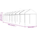 Prieel met dak 15,61x2,28x2,69 m polyetheen wit