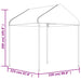 Prieel met dak 20,07x2,28x2,69 m polyetheen wit