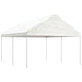 Prieel met dak 4,46x4,08x3,22 m polyetheen wit