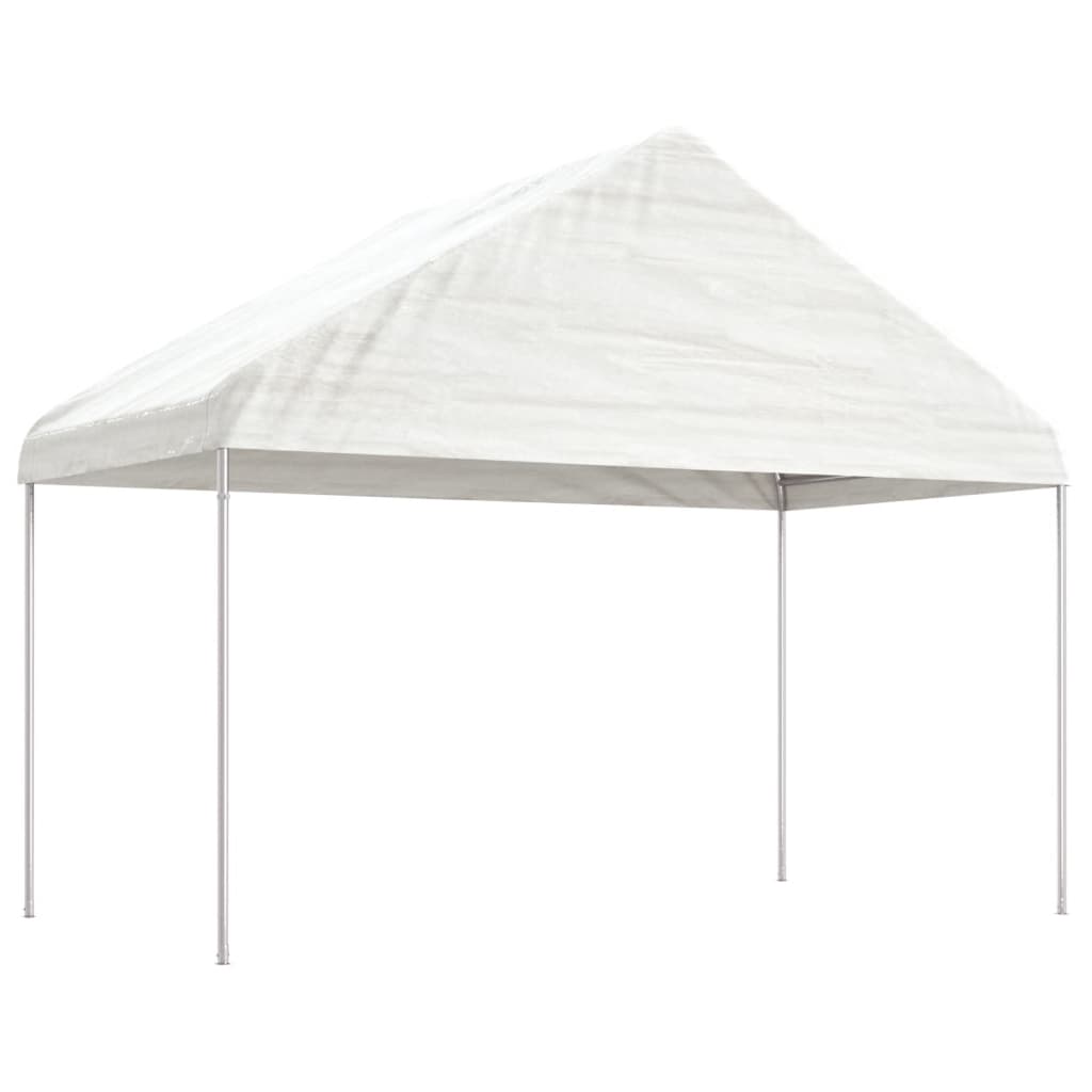 Prieel met dak 4,46x4,08x3,22 m polyetheen wit