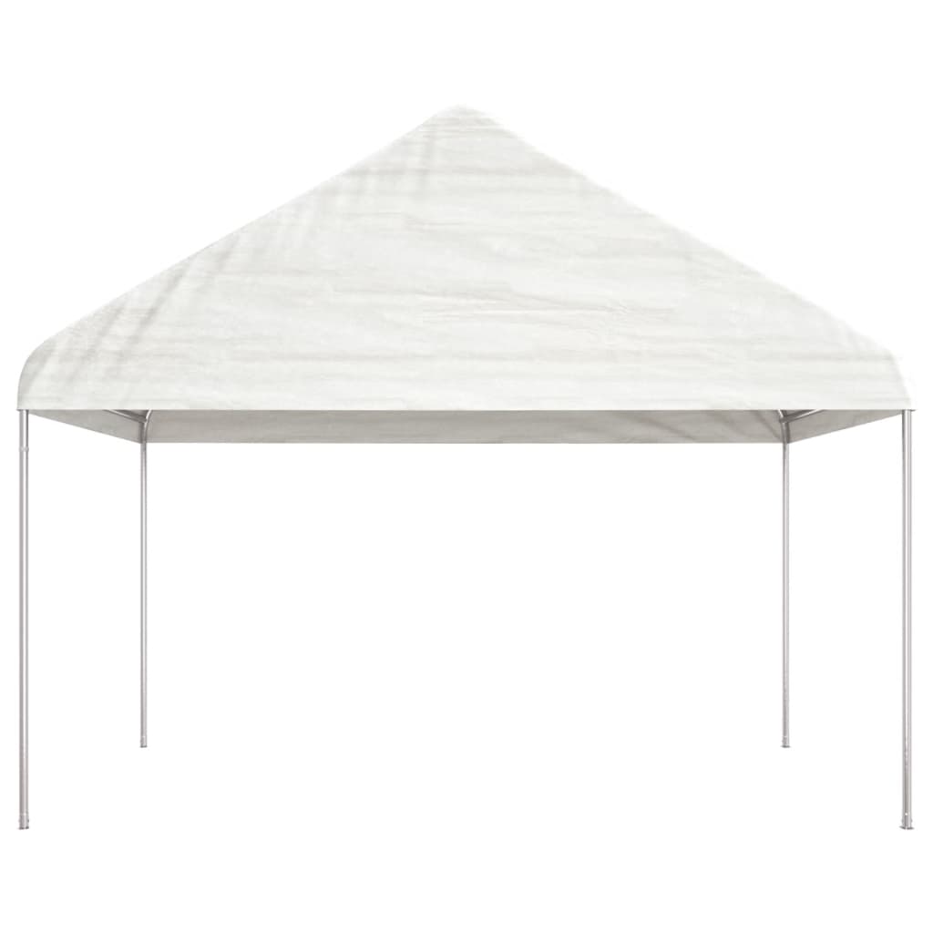 Prieel met dak 4,46x4,08x3,22 m polyetheen wit