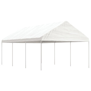 Prieel met dak 6,69x4,08x3,22 m polyetheen wit