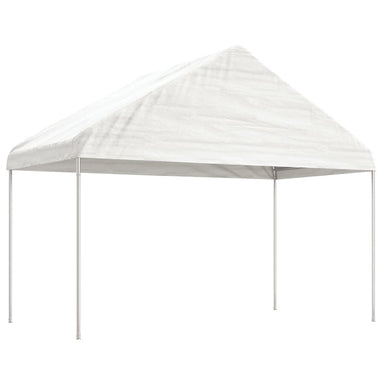 Prieel met dak 6,69x4,08x3,22 m polyetheen wit