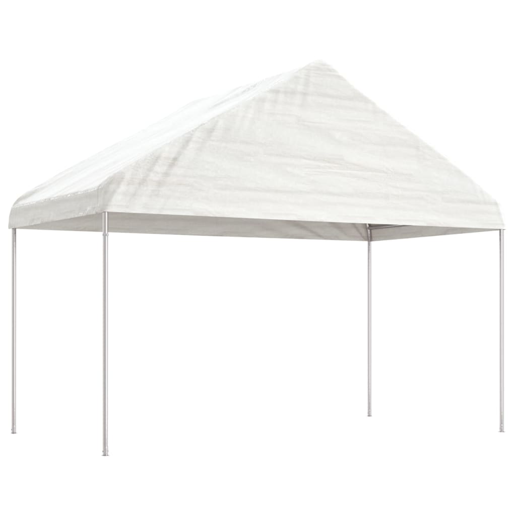Prieel met dak 8,92x4,08x3,22 m polyetheen wit