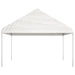 Prieel met dak 13,38x4,08x3,22 m polyetheen wit