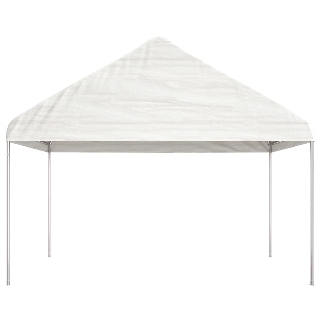 Prieel met dak 15,61x4,08x3,22 m polyetheen wit
