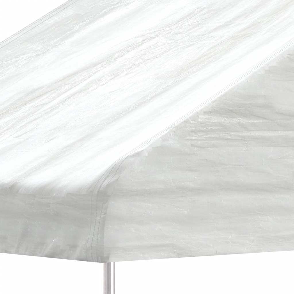 Prieel met dak 15,61x4,08x3,22 m polyetheen wit