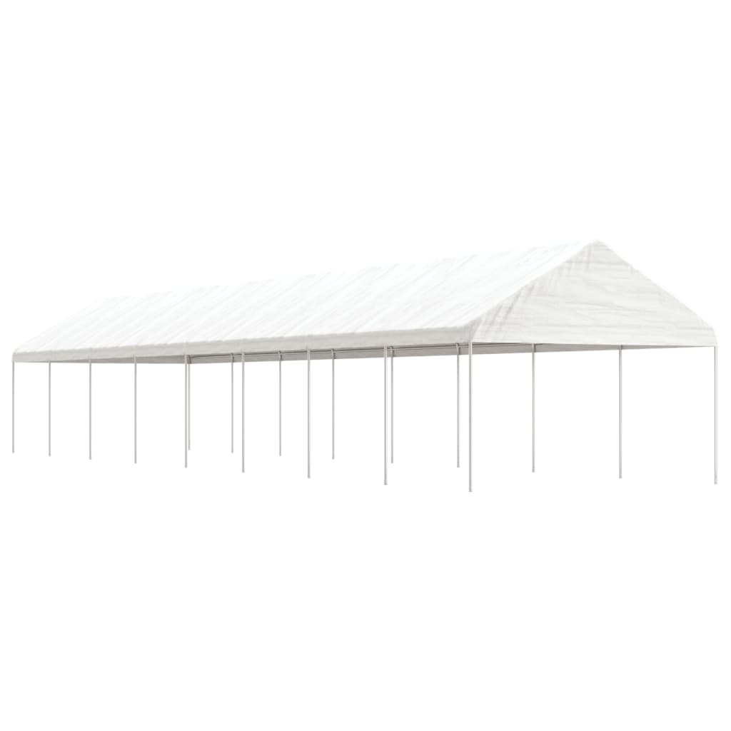Prieel met dak 17,84x4,08x3,22 m polyetheen wit