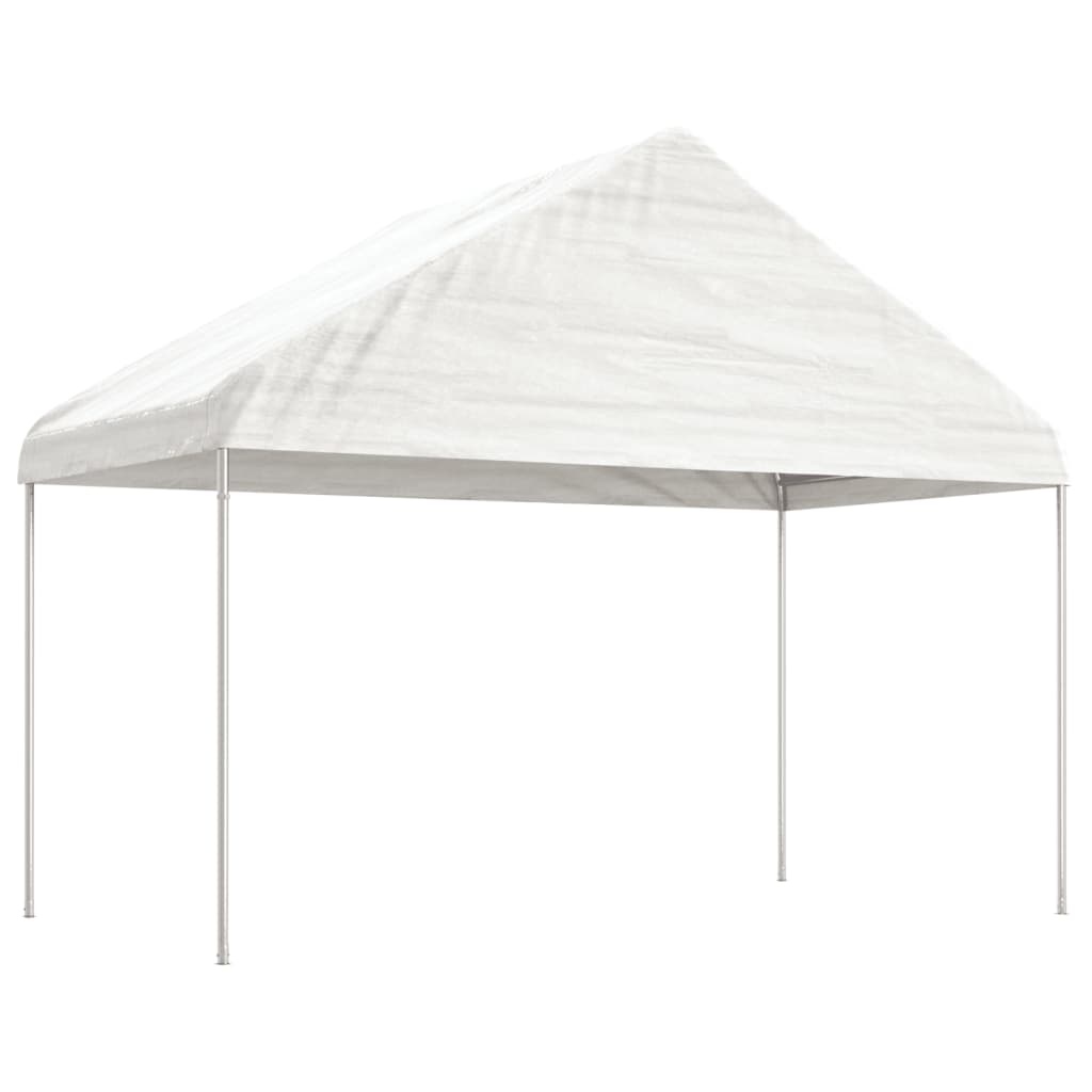 Prieel met dak 17,84x4,08x3,22 m polyetheen wit