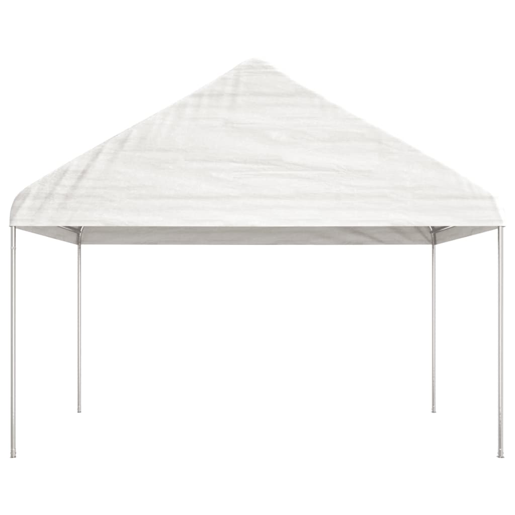 Prieel met dak 17,84x4,08x3,22 m polyetheen wit