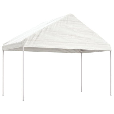 Prieel met dak 20,07x4,08x3,22 m polyetheen wit