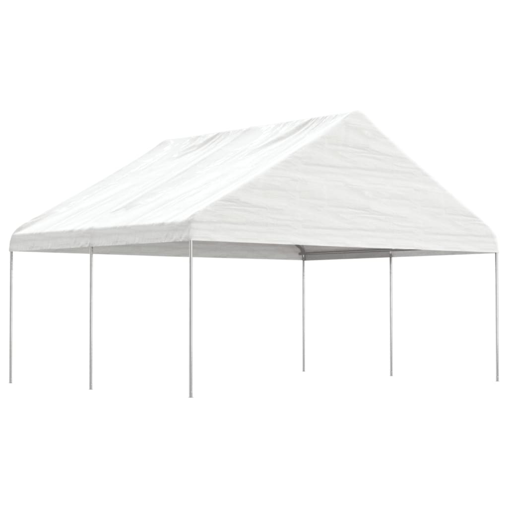 Prieel met dak 4,46x5,88x3,75 m polyetheen wit