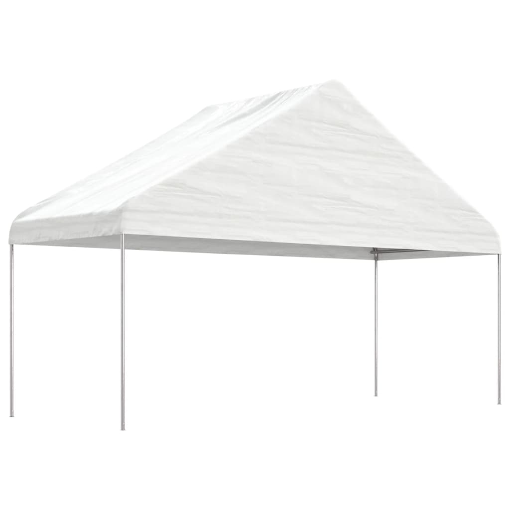 Prieel met dak 4,46x5,88x3,75 m polyetheen wit
