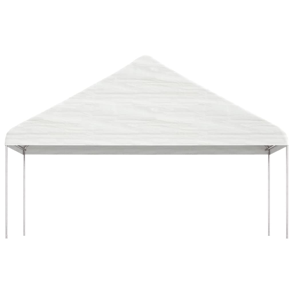 Prieel met dak 4,46x5,88x3,75 m polyetheen wit