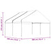 Prieel met dak 4,46x5,88x3,75 m polyetheen wit