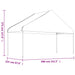 Prieel met dak 4,46x5,88x3,75 m polyetheen wit