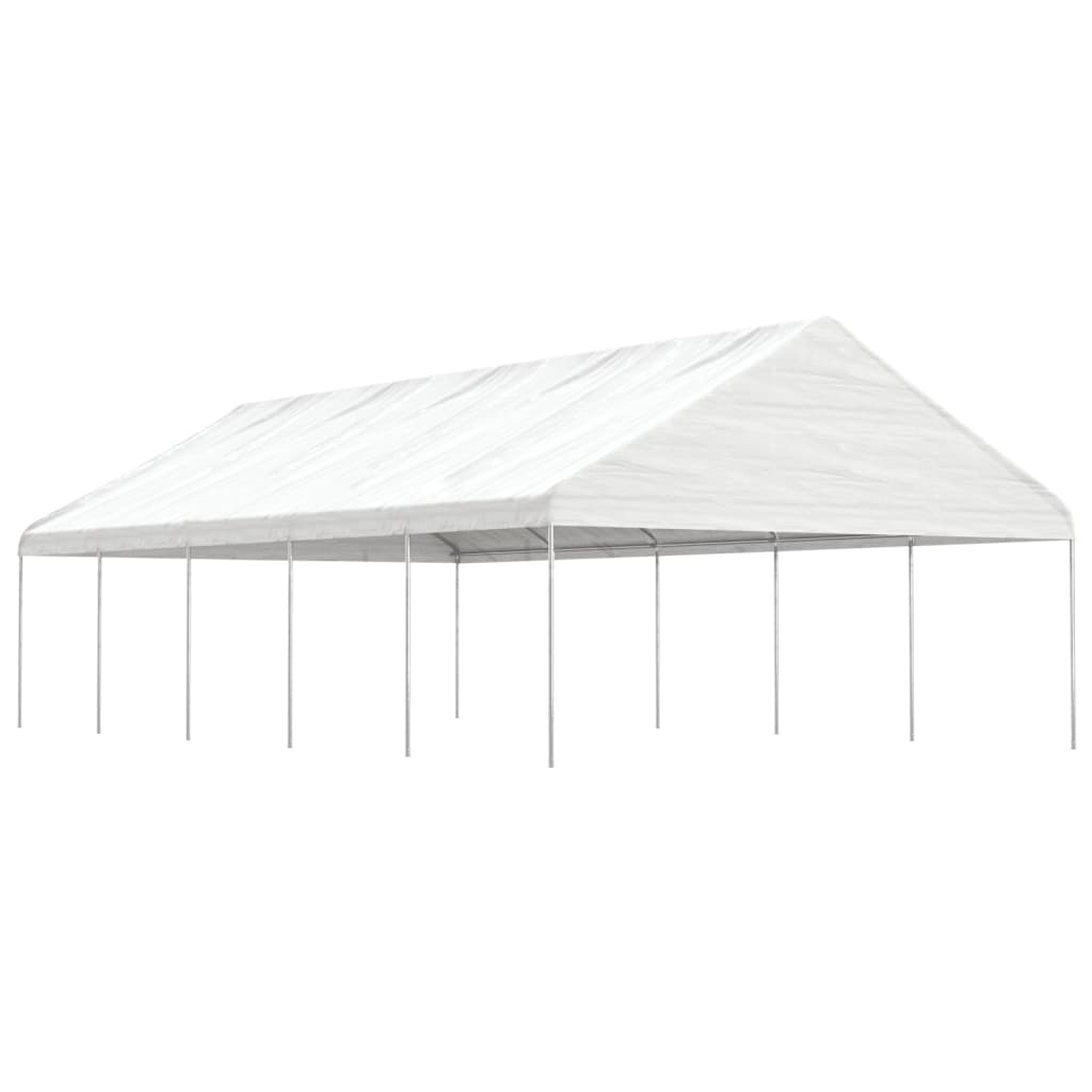 Prieel met dak 11,15x5,88x3,75 m polyetheen wit